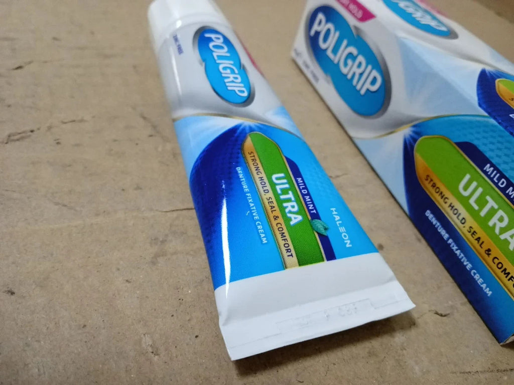 Poligrip Denture Adhesives Cream Ultra Provides Strong All Day Hold Dentures New