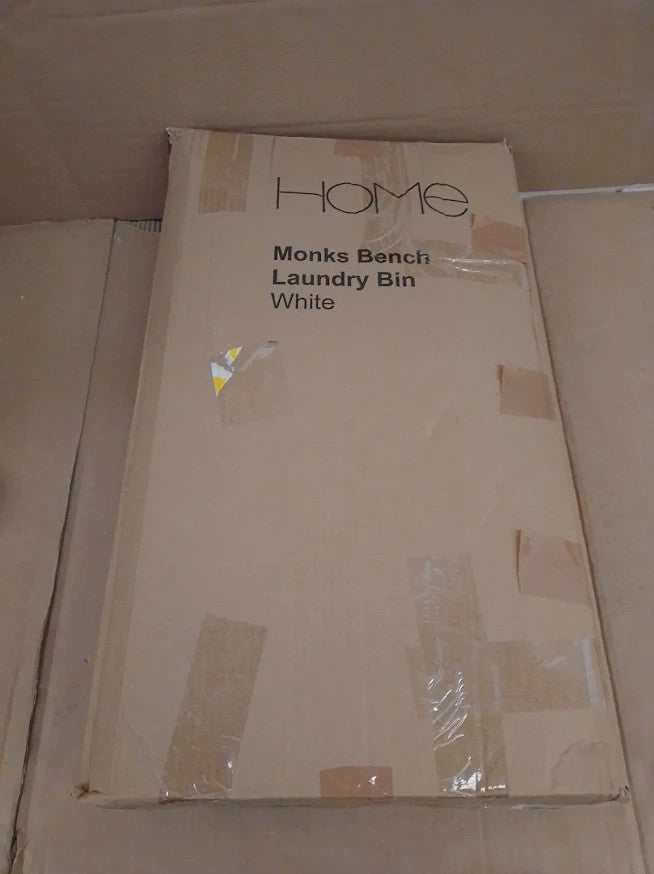 Argos Home 60 Litre Monks Bench Style Laundry Box White Storage Hamper New