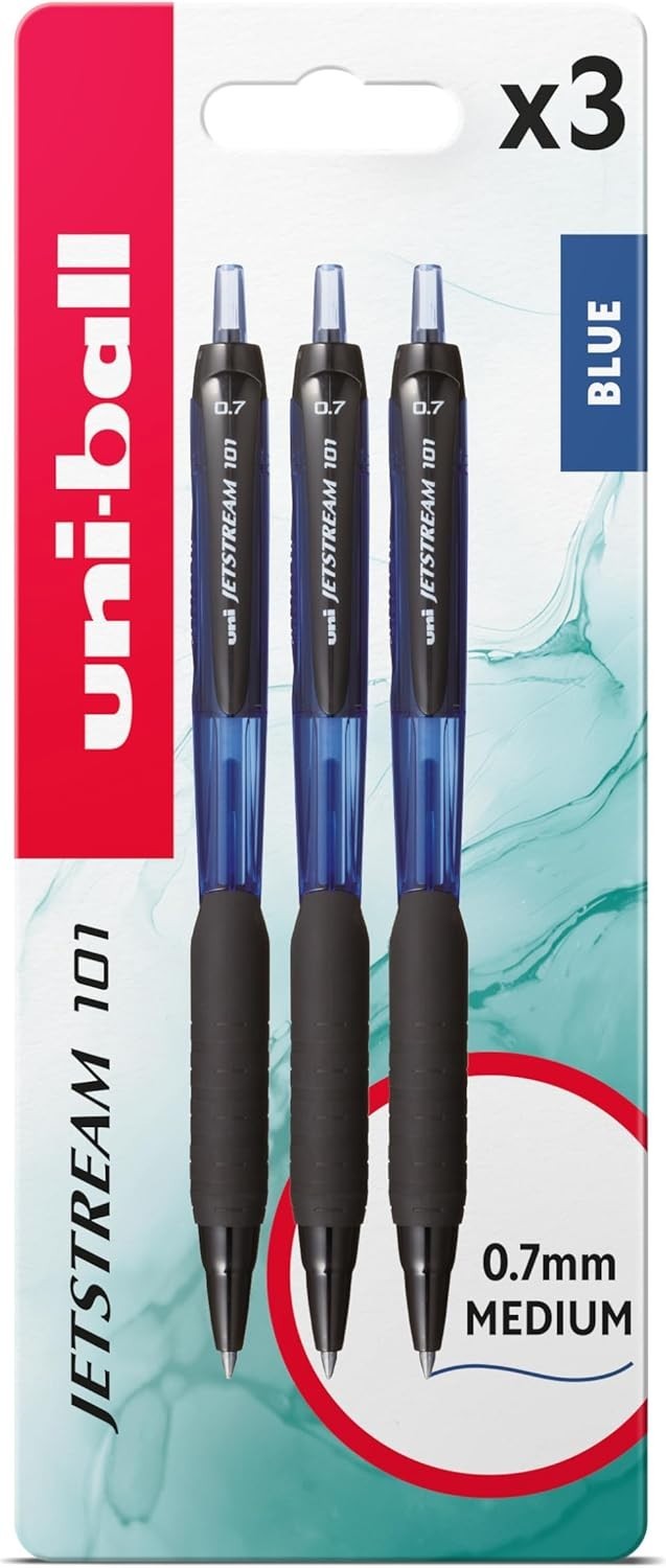 Uniball Jetstream 101 Retractable Blue Ballpoint Gel Pens. 0.7mm Tip New