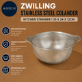 ZWILLING Stainless Steel Colander Silver Kitchen Strainer 25x24x12cm Durable