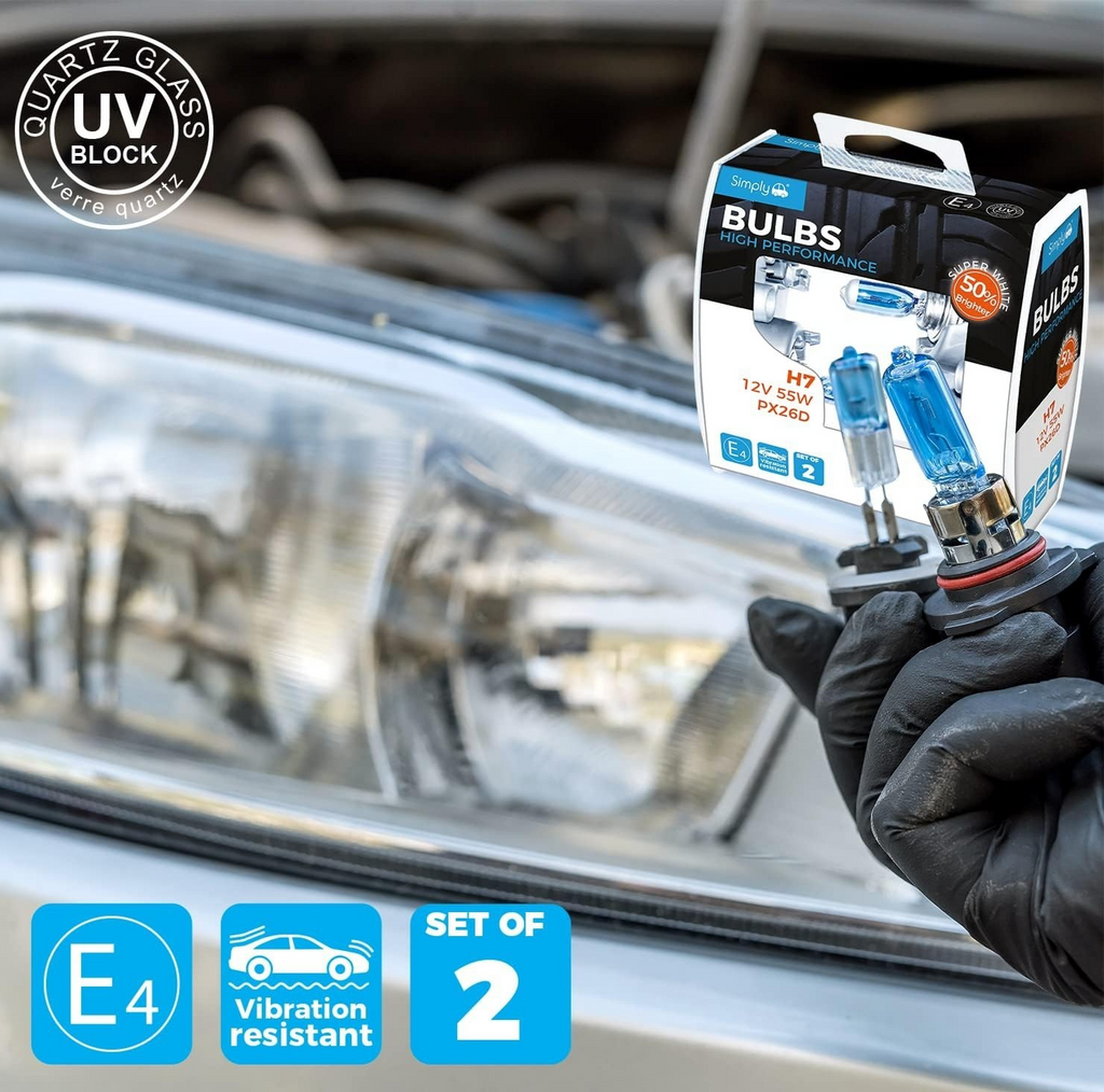 Simply SWH7 High Performance H7 Car Bulb Duo 2 Pack 12V 55W PX26D Base New