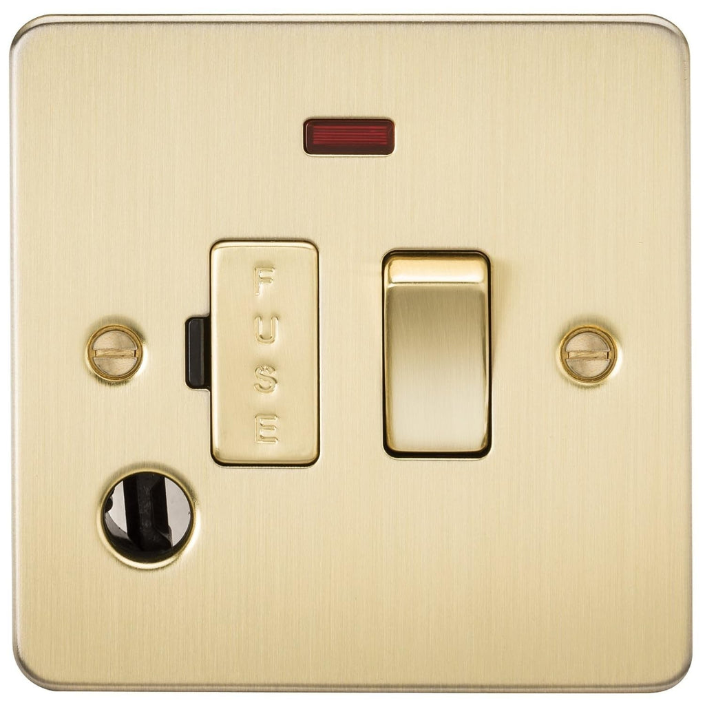 Knightsbridge Brushed Brass FP6300FBB Flat Plate 13A Switched Fused Spur New