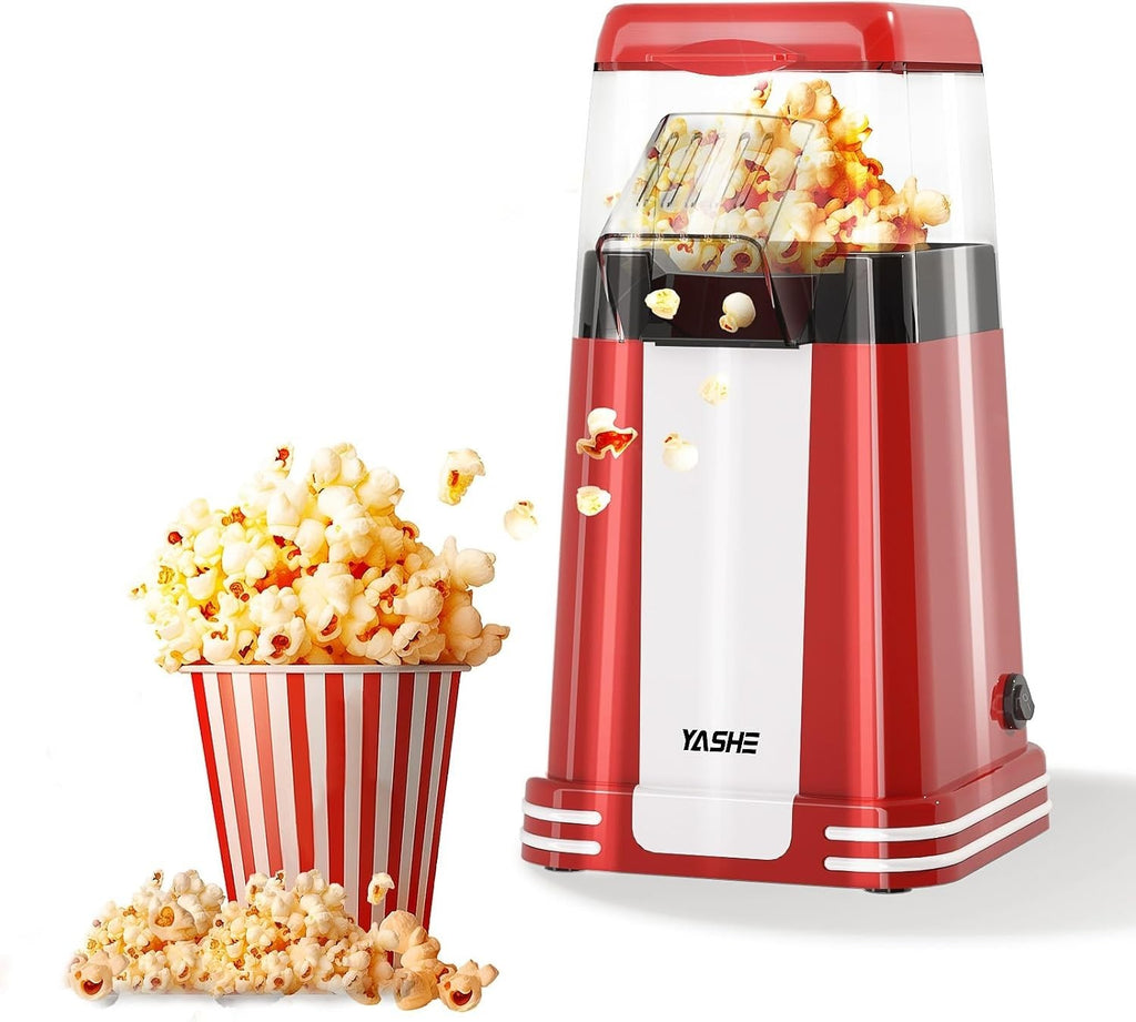 Yashe Popcorn Machine Retro 1200w Hot Air Maker One Touch Movie Nights Party New