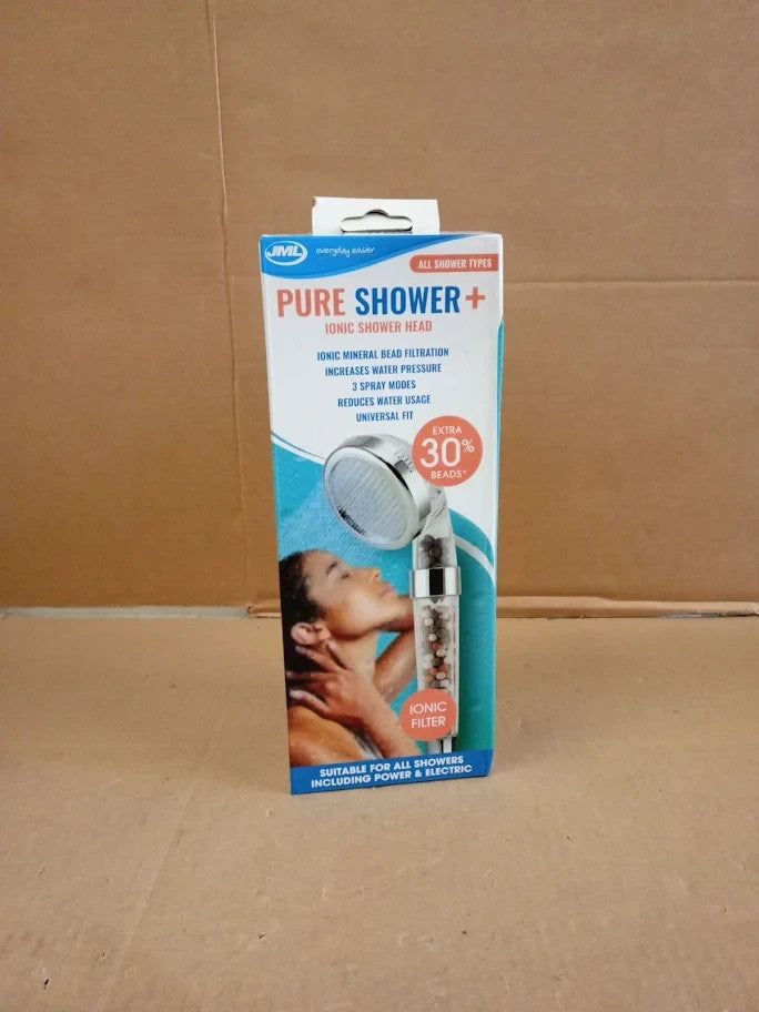 JML 3 Function Pure Shower Plus Ionic Mineral Bead Filtration Chrome New
