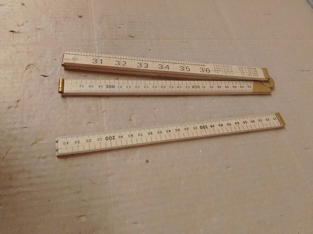 RST Wooden Folding Rule 1000mm 39in Rsr073 Beige Brass New