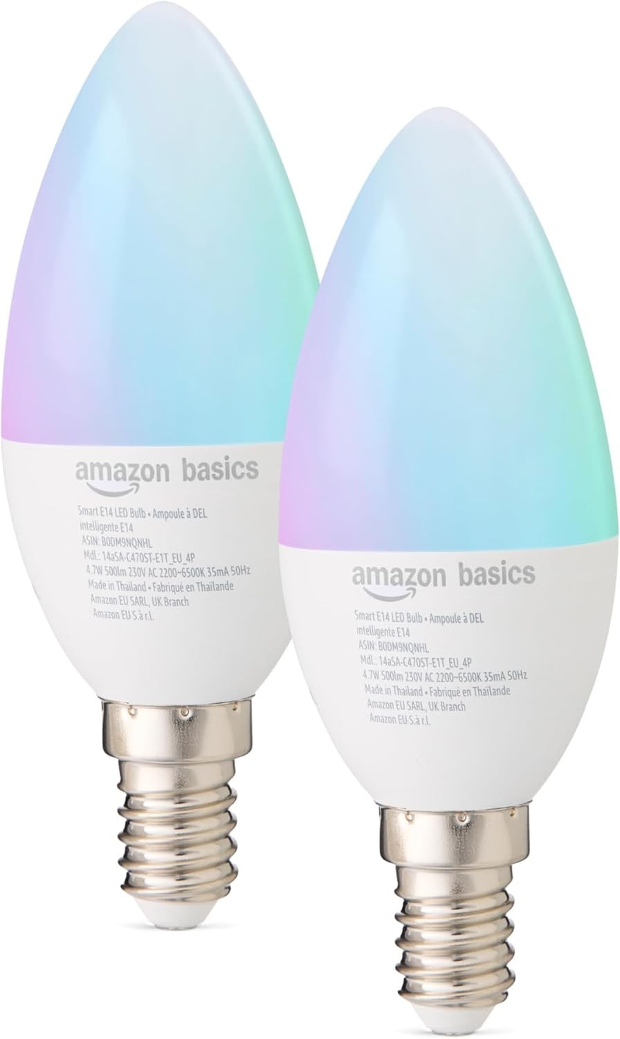 Amazon Basics E14 Smart LED Bulb 4.7W WiFi Light  2.4 GHz Alexa Only 2 Pack New