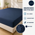 Amazon Basics Bedding Soft Microfibre King Fitted Sheet 12inc Pocket Navy Blue