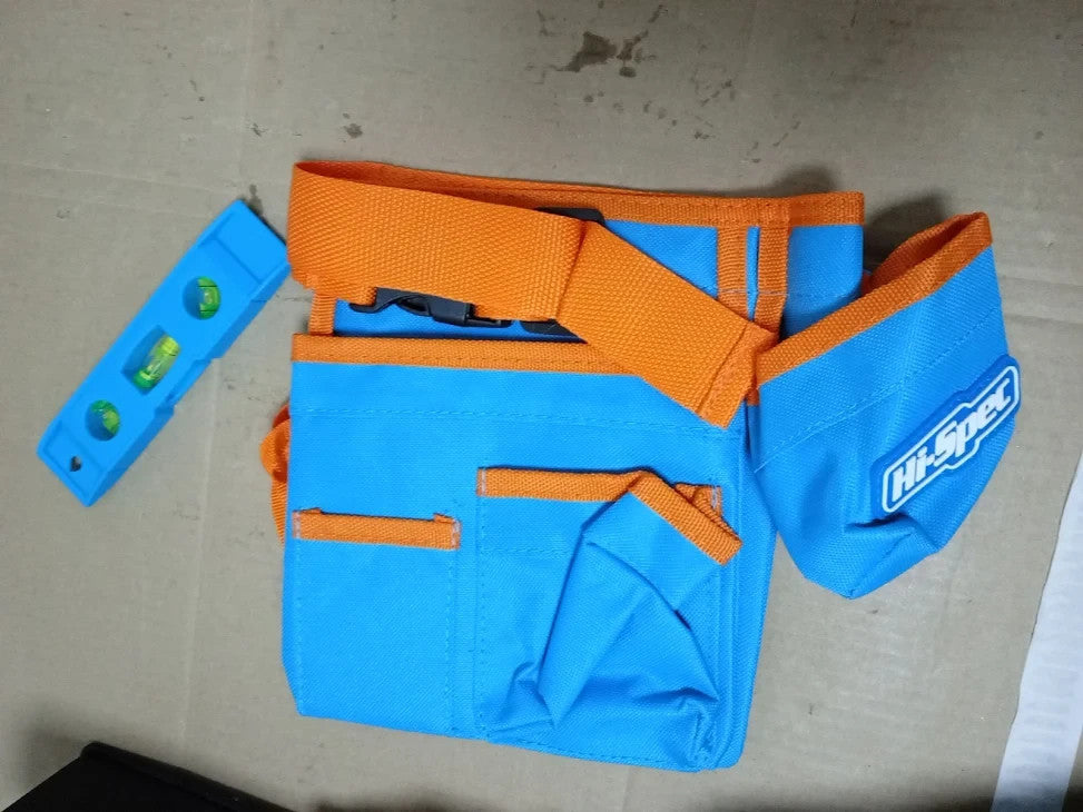 Hi Spec Blue Kids Tool Kit Set Child Size Tool Belt Real Set Ages 5-7yrs