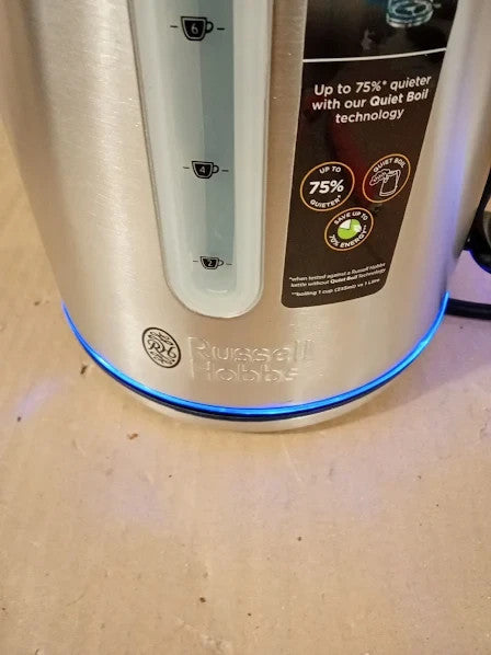 Russell Hobbs Stainless Steel Electric 1.7L Cordless Kettle Quiet Fast 3KW New