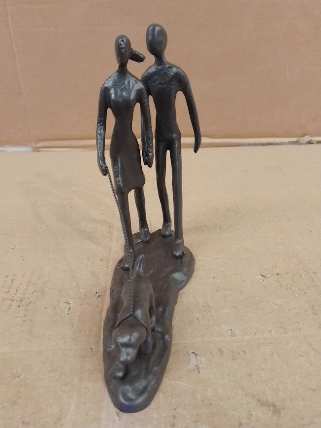 Konjouror Couple Dog Cast Iron Sculpture Romantic Love Art Decor Family New