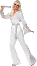 Smiffys Womens 70s Disco Lady Costume White Top Trousers Belt New