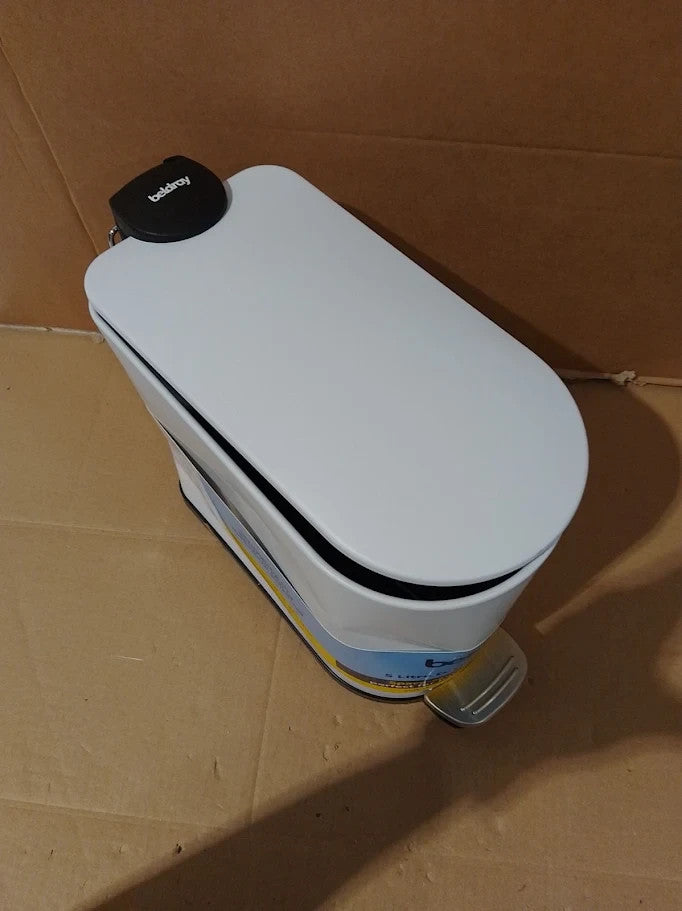 Beldray Bathroom Pedal Bin 5L Small Toilet Soft Closing Lid D Shaped Sanitary