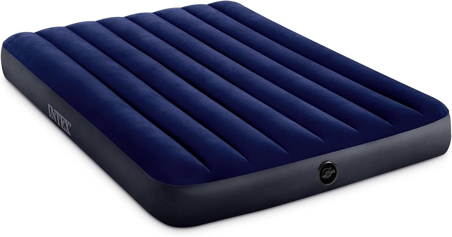 Intex Dura Beam Downy Air Mattress Full Size 10 Inch Height 600lb Capacity Blue