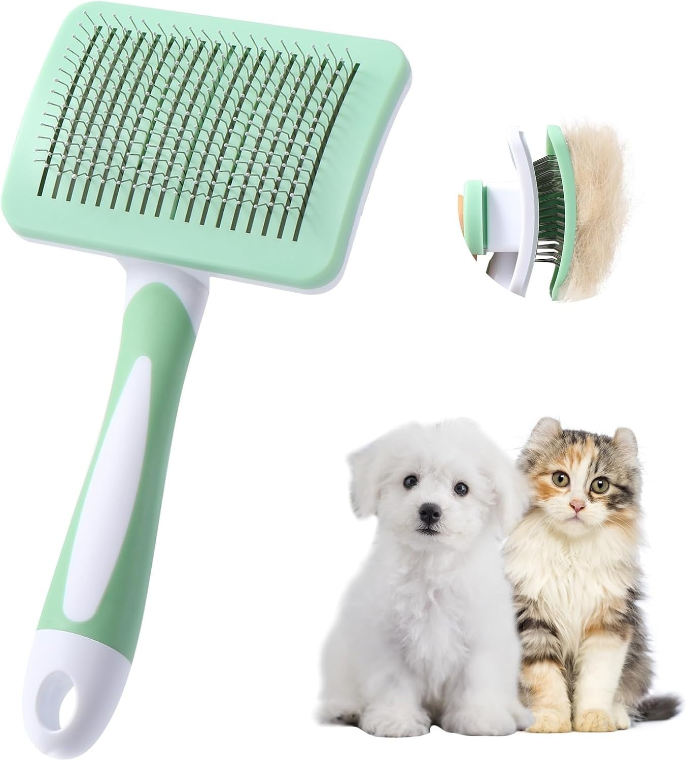 Vinabo Pet Dog Brush Cat Self Cleaning Slicker Removes Undercoat Green New
