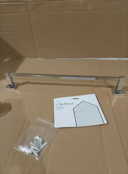 Habitat Rectangular Wall Mounted Towel Rail Sleek Chrome Finish 8x45.8x4.5cm New
