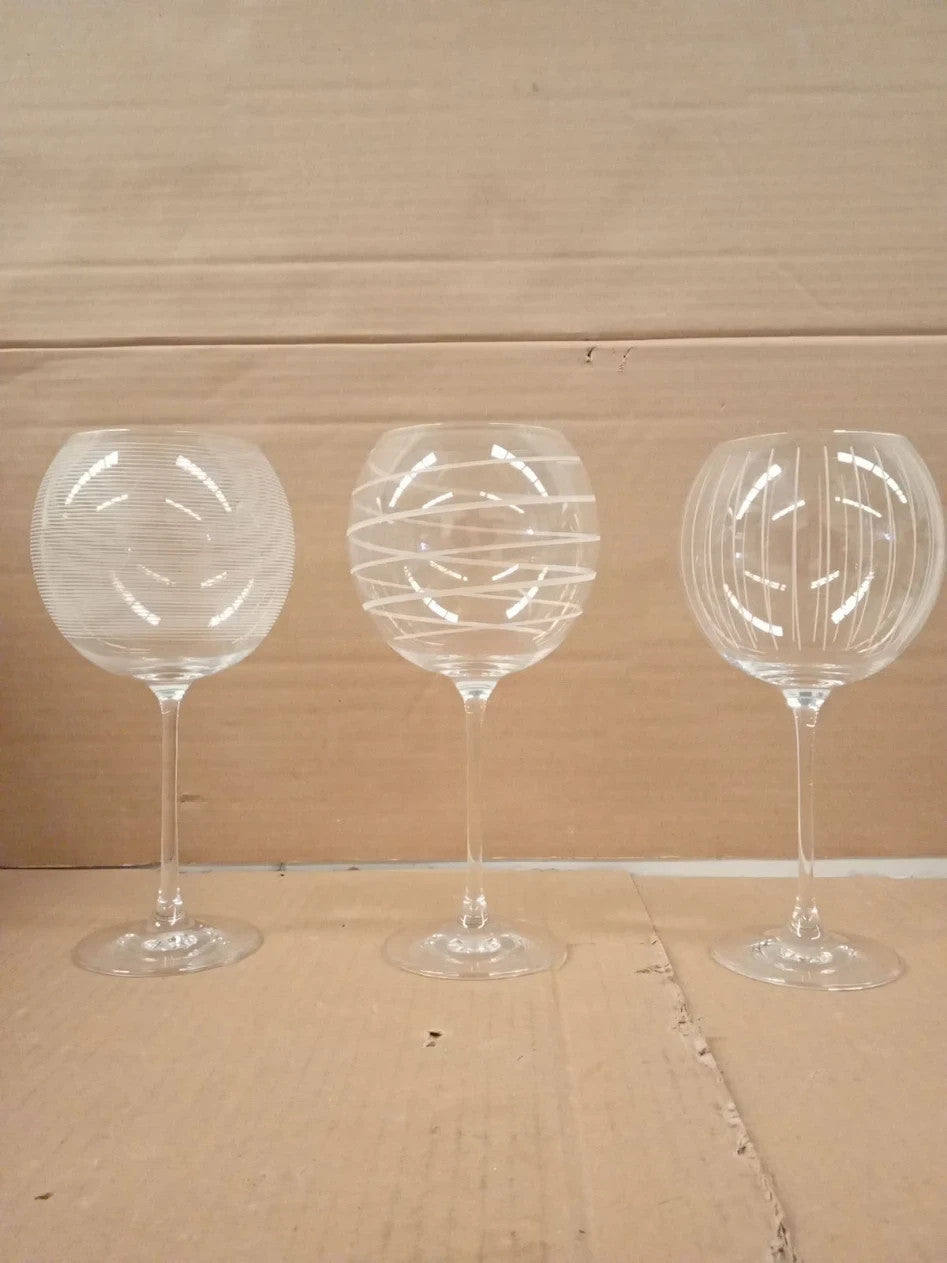 MIKASA Cheers 3 Pieces Crystal Balloon Gin Glasses Silver 724ml Dishwasher Safe