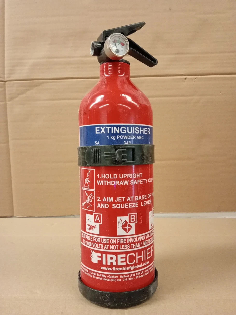 Firechief 1kg Powder Fire Extinguisher Red Home Multi Purpose Powder Supplied