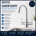 Bristan CSH EFSNK C Cashew Easyfit Kitchen Sink Mixer Tap Swivel Spout Chrome