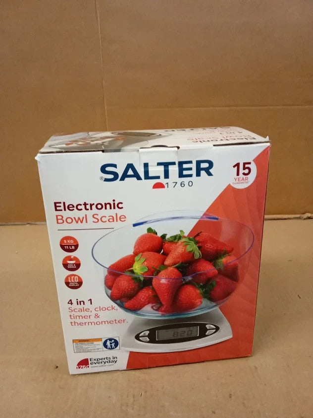 Salter Bowl Electronic Scale Plastic Material Imperial Metric Silver New