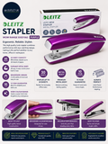 Leitz Stapler 30 Sheet Capacity Ergonomic Metal Body WOW Range 55021062 Purple