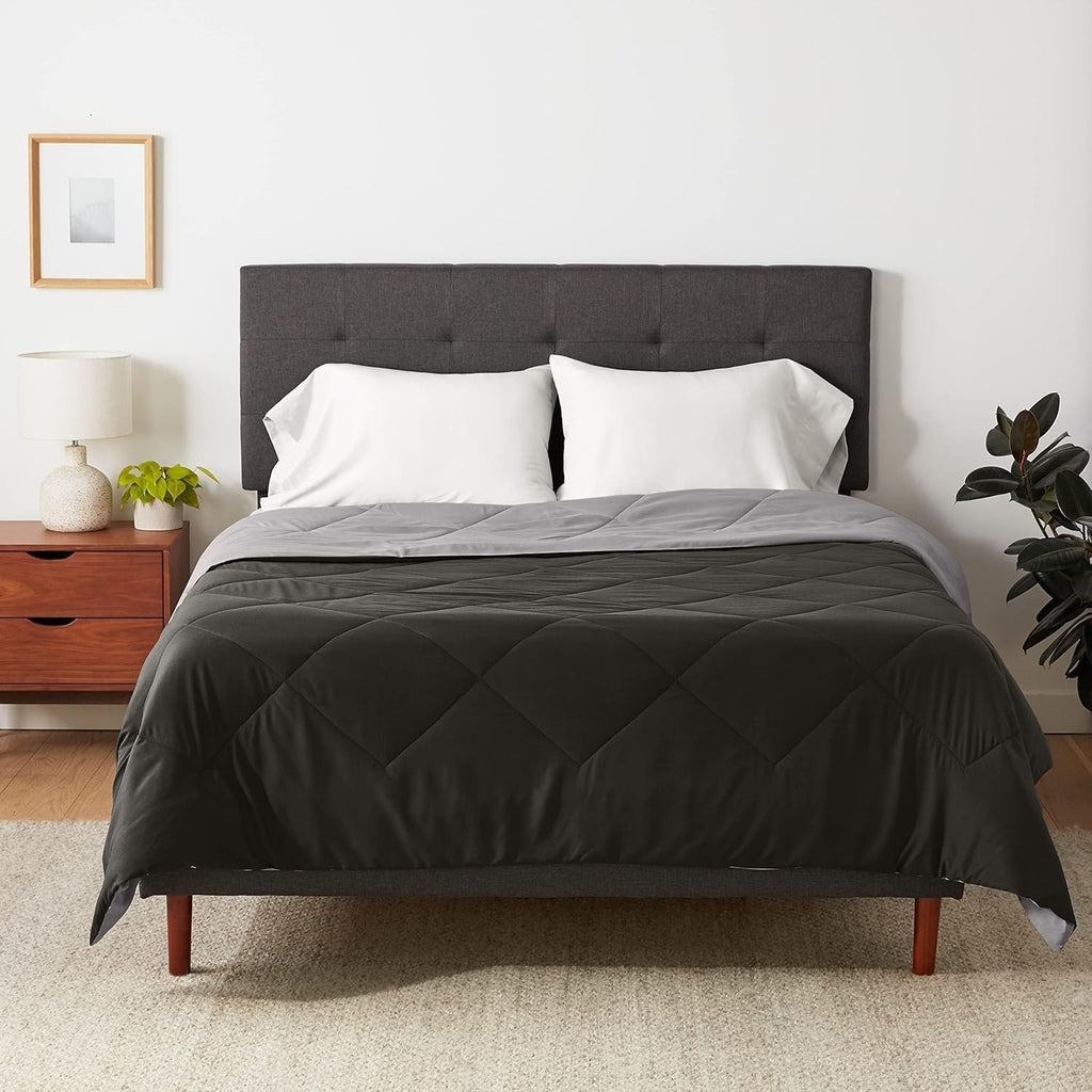 Amazon Basics Reversible Microfiber Comforter Bedding 140x200cm Grey Black