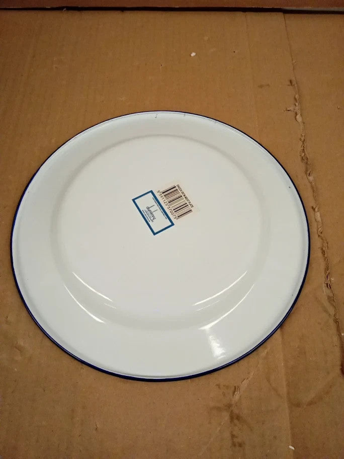 Falcon Enamelware 10.5inch Emaille Dinner Plate Steel Classic Blue White