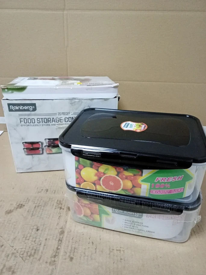 Rainberg Food Storage Containers 20pc 10 containers 10 Lids Leak Proof Airtight