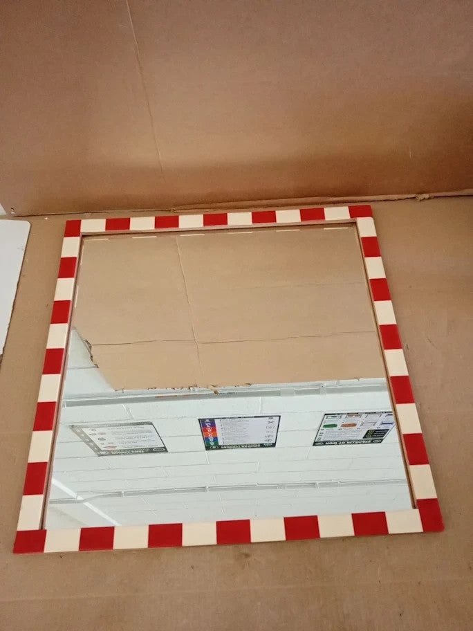 Habitat Striped Red Resin Square Wall Mounted Mirror Hinge 51x51cm