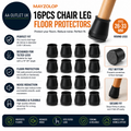 Mayzolop 16Pcs Chair Leg Floor Protector Caps 26x33mm Round Silicone Black
