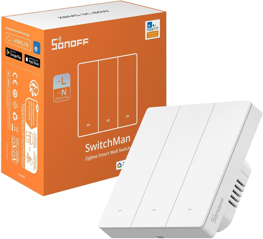 Sonoff Zigbee Smart Light Switch Requires Hub No Neutral With Neutral ZBM5 New