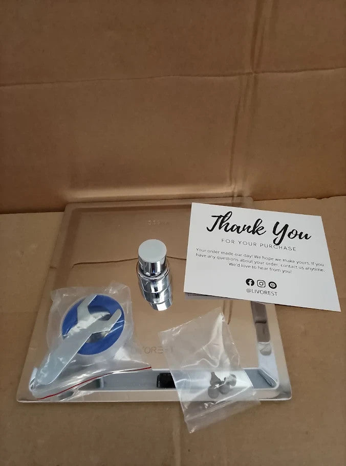LIVOREST Square Rainfall Shower Head 8inch Large Overhead Fixed Angle New