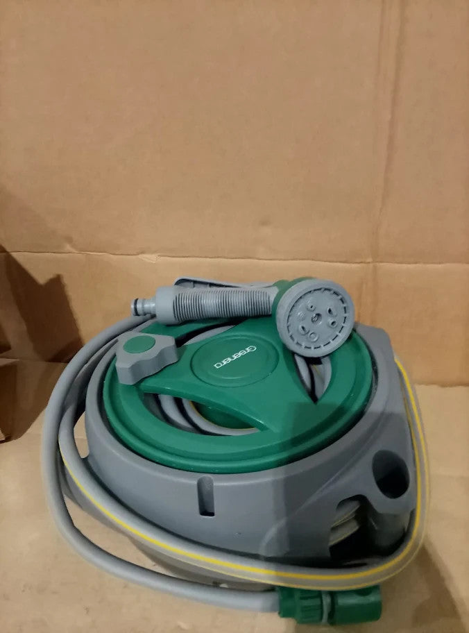 Garden Hose Reel 14M Compact Portable Hose Pipe 8 Adjustable Spray Gun New