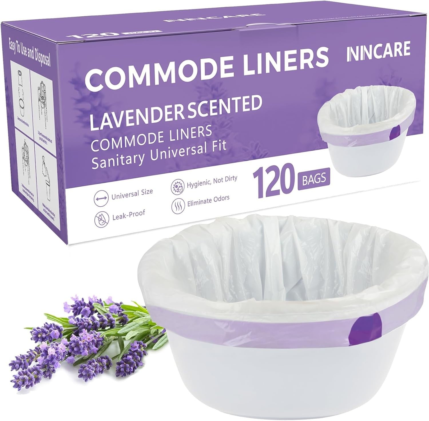 Inincare Commode Liners Bedside Portable Toilet Potty Bed Pan 1000ml New