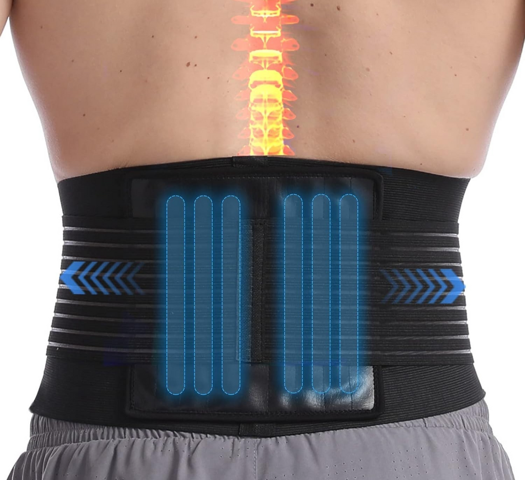 Paskyee Lower Back 6 Stays Back Brace Lumbar Support Belt XXL Black New