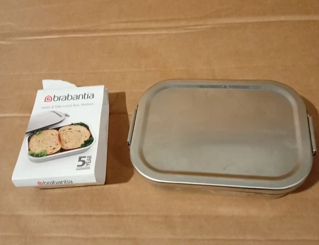 Brabantia Lunch Box Medium Stainless Steel Adjustable Divider Sandwich Snack New