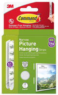 Command Narrow Picture Hanging Strips White 4 Pairs 8 Strips Adhesive New