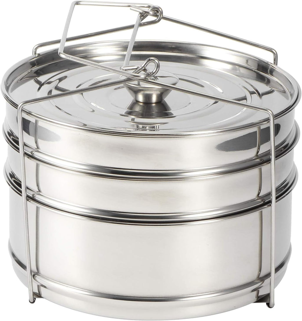 Ladieshow Stackable 3 Tier Stainless Steel Steamer Cooker Pot 19.1x19x19cm New