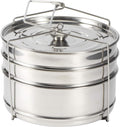 Ladieshow Stackable 3 Tier Stainless Steel Steamer Cooker Pot 19.1x19x19cm New