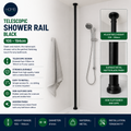 HomeTelescopic Shower Rail Black 1020x41cm Extends 105cm To 194cm
