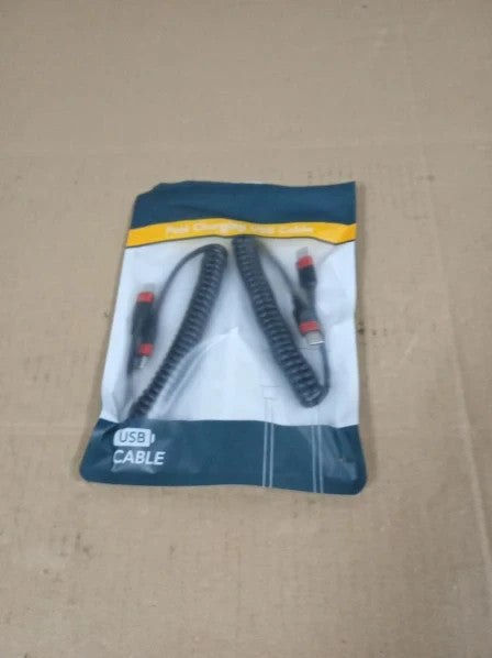 Coiled USB C To USB C Cable 2 Pack PD 60W Car Charger Cable 480mb Per Sec New