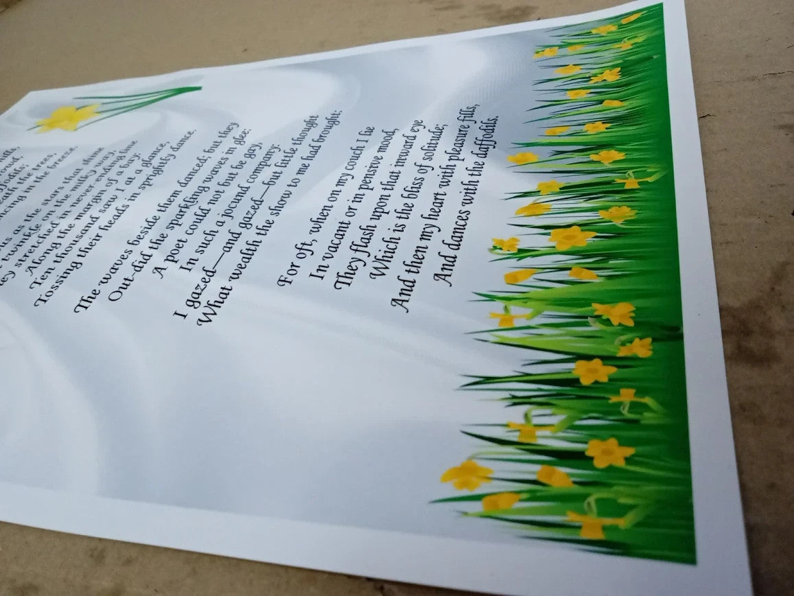 Motivational Inspirational Poem Sign Poster Print Daffodils William New
