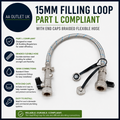 15mm Filling Loop Part L Compliant End Caps Braided Flexible Hose Silver Design