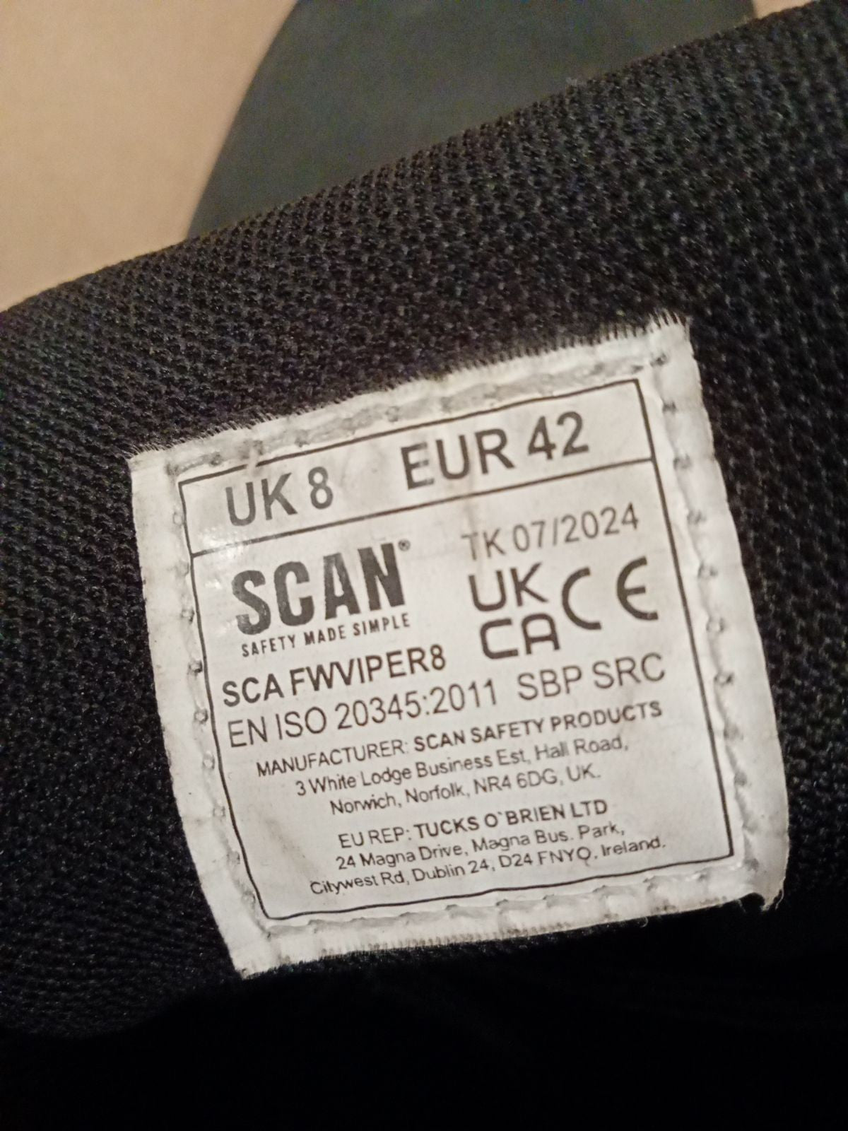 SCAN Viper Safety Work Boots UK 8 EU42 SBP SRC Steel Toe Cap Slip Resistant