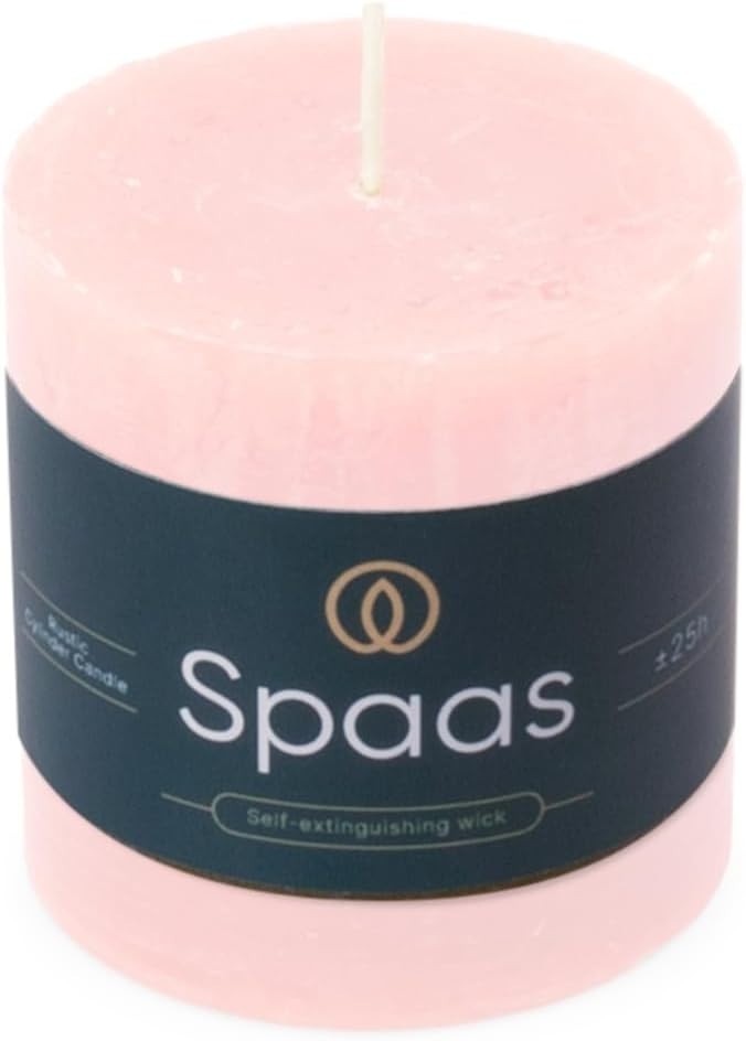 Spaas Rustic Pillar Candle 70 70mm 25h Unscented Light Pink New
