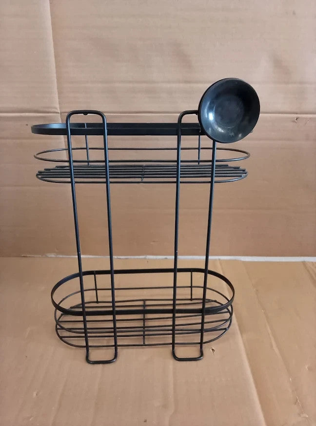 Argos Home Black Wire 2 Tier Shower Caddy Suction Cup Bathroom Organiser Design
