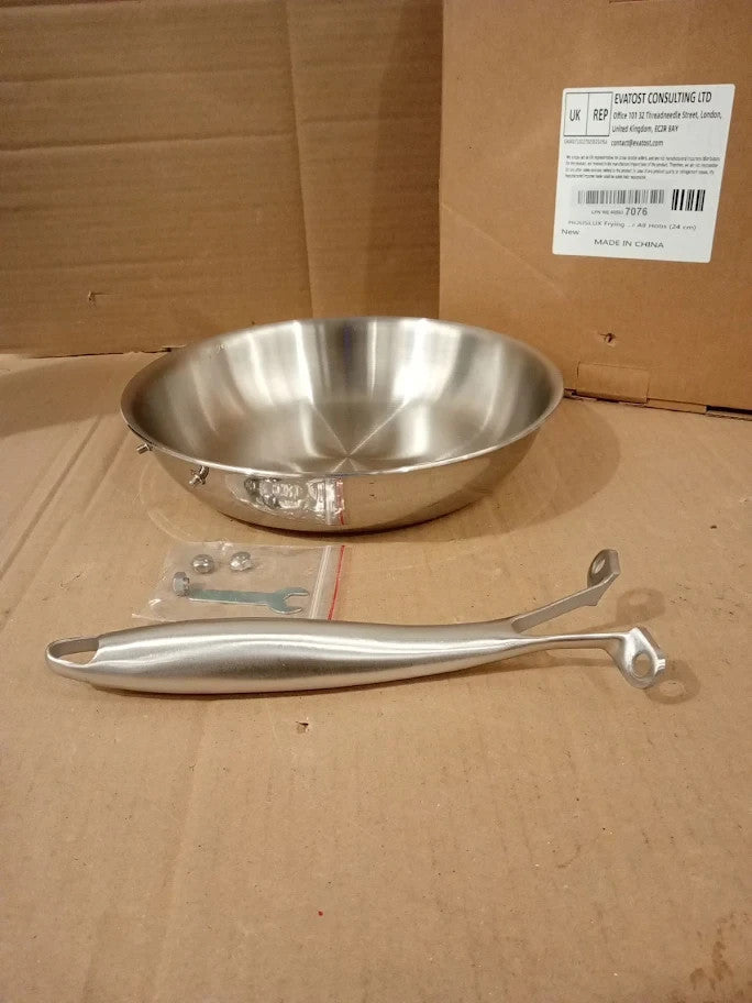 Houslux Frying Pan Stainless Steel Uncoated Induction Compatible 24cm New