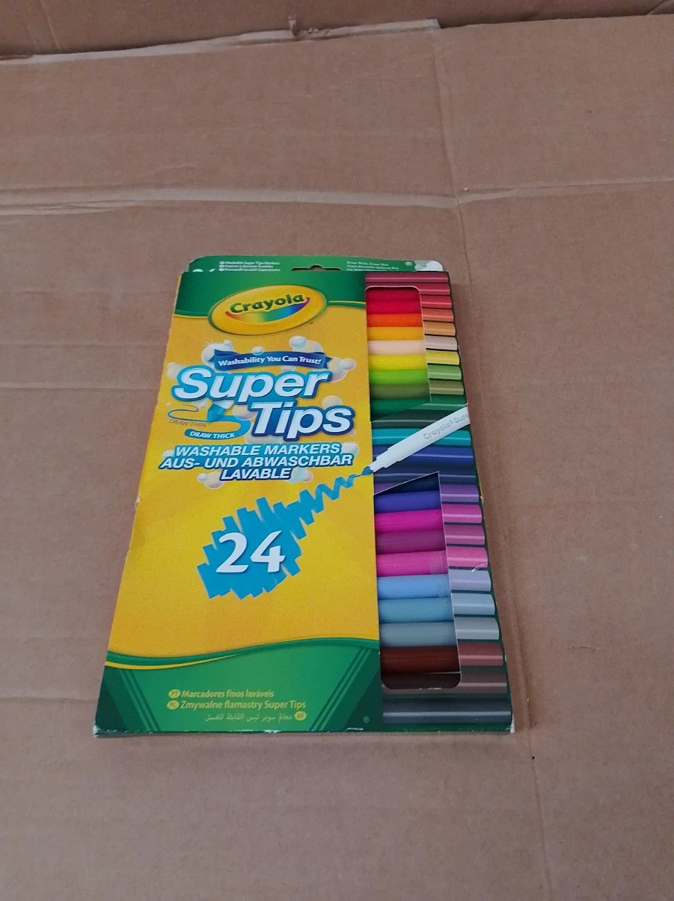 CRAYOLA SuperTips Felt Washable Markers Assorted Colours 24 Pack  Aged 3+ New