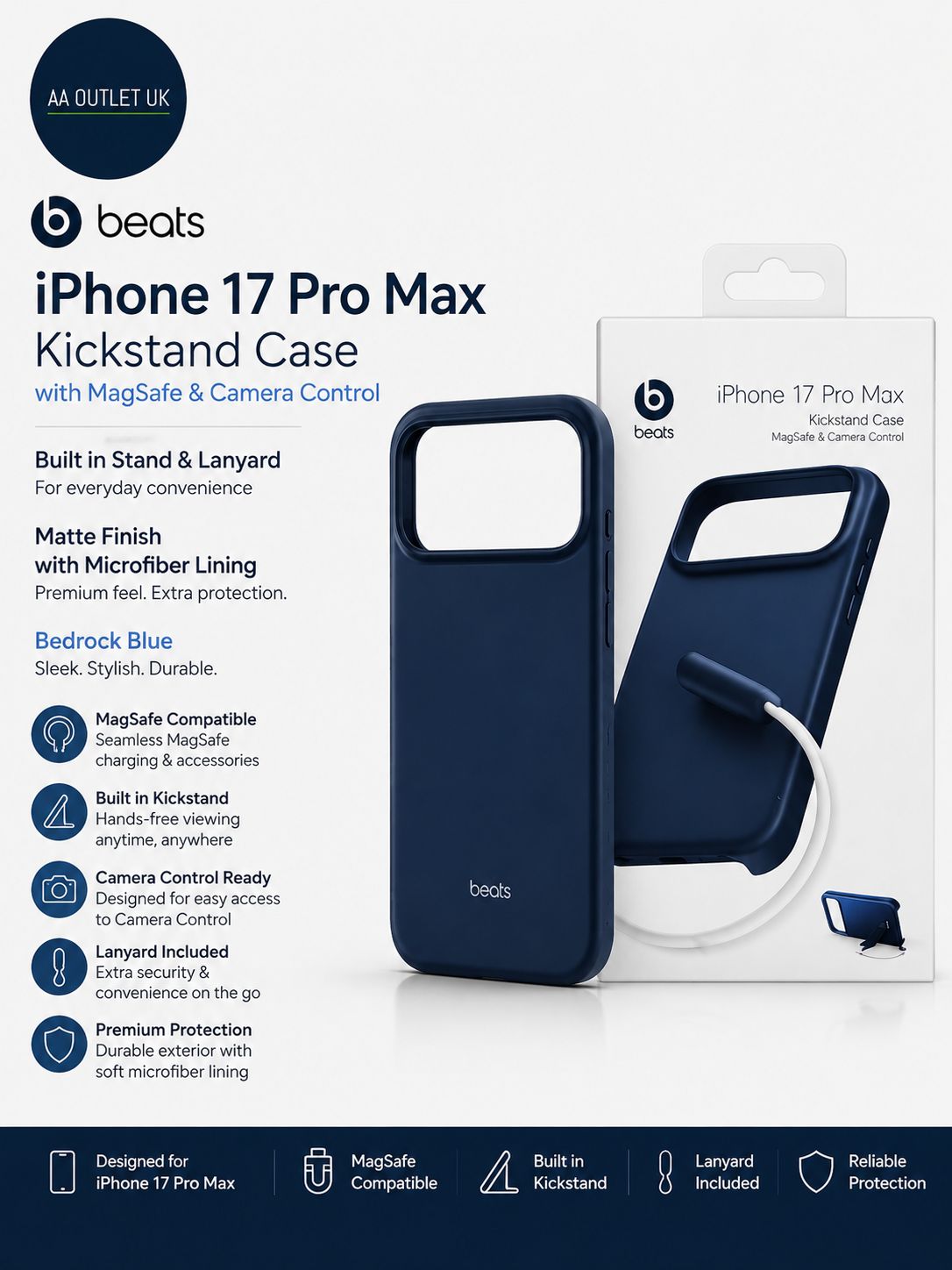 Beats iPhone 17 Pro Max Kickstand Case MagSafe Camera Control Built Blue