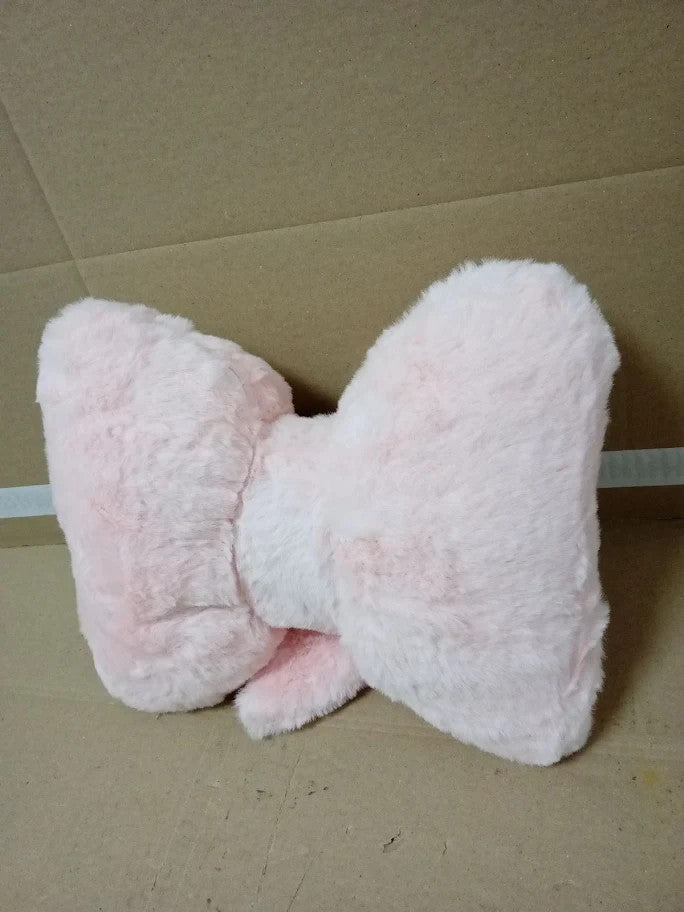 QhgPnt Bow Pillow Pink Cushion Bedroom Fluffy Accessories Aesthetic 27x21cm New