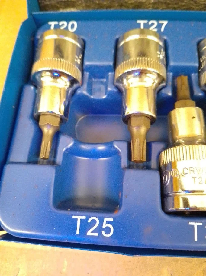 US Pro Tools 9pc 1/2in Dr Torx Bit Socket Set T20 T70 3413 Gemalt New
